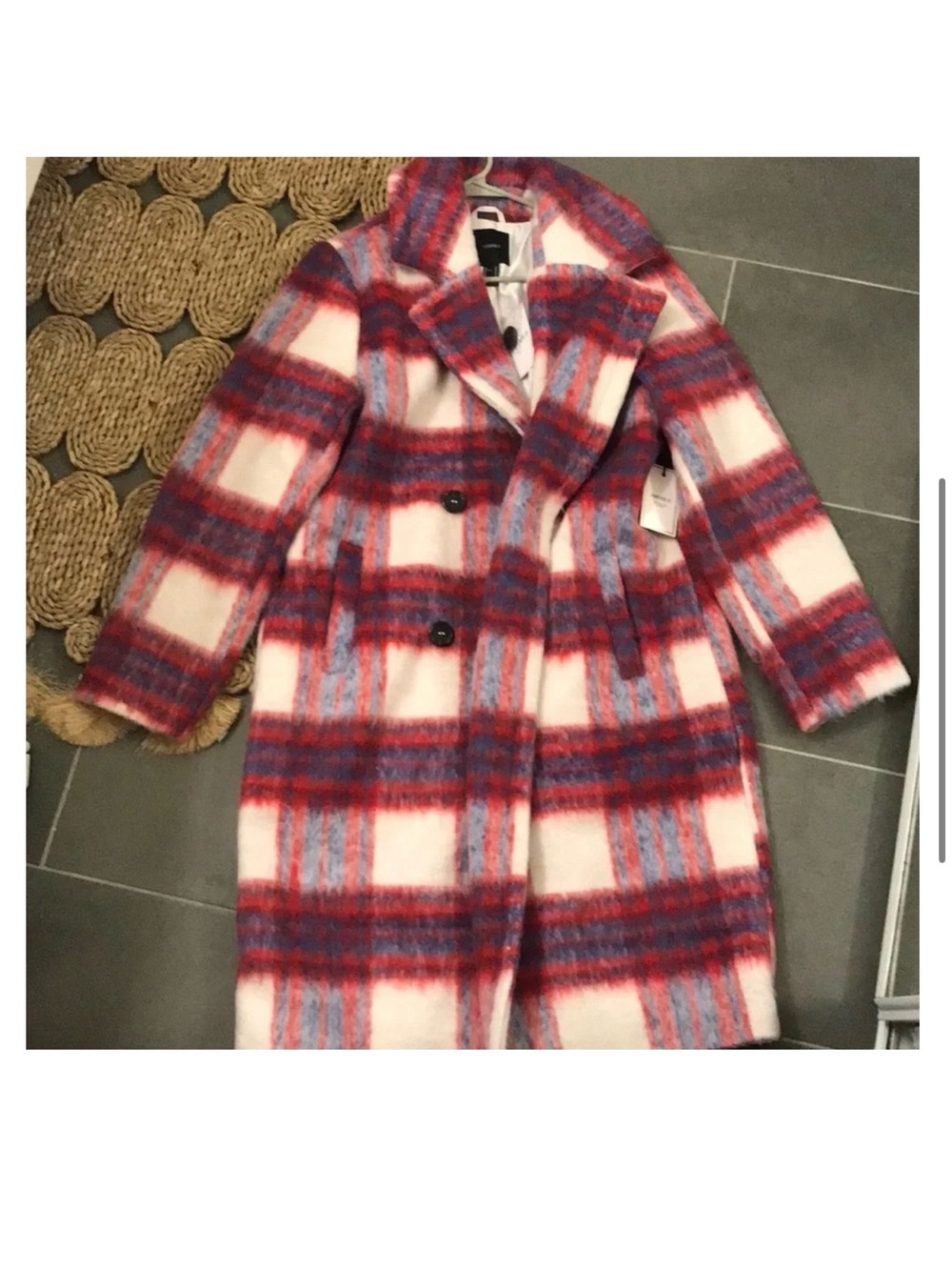 Forever 21 Plaid Wool-Blend Long Coat